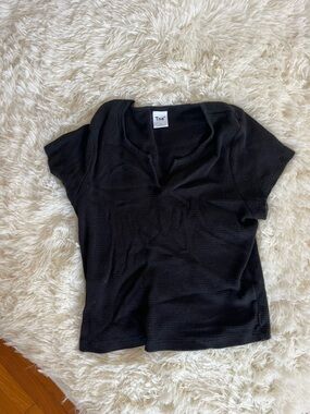 TNA Black Ribbed Short Sleeve Tee